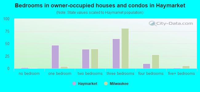 Bedrooms in owner-occupied houses and condos in Haymarket