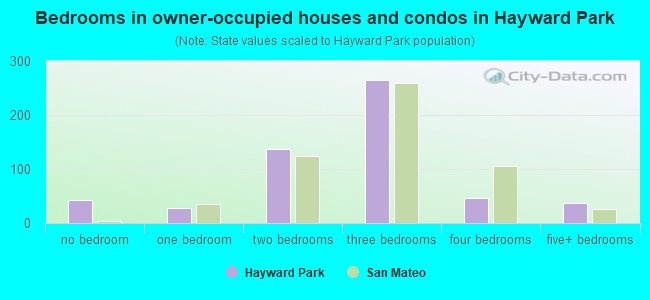 Bedrooms in owner-occupied houses and condos in Hayward Park