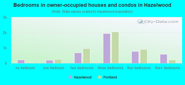 Bedrooms in owner-occupied houses and condos in Hazelwood
