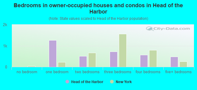 Bedrooms in owner-occupied houses and condos in Head of the Harbor