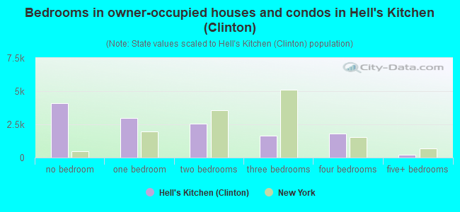 Bedrooms in owner-occupied houses and condos in Hell's Kitchen (Clinton)