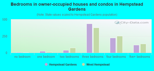 Bedrooms in owner-occupied houses and condos in Hempstead Gardens