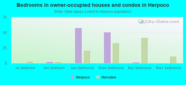 Bedrooms in owner-occupied houses and condos in Herpoco