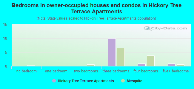 Bedrooms in owner-occupied houses and condos in Hickory Tree Terrace Apartments