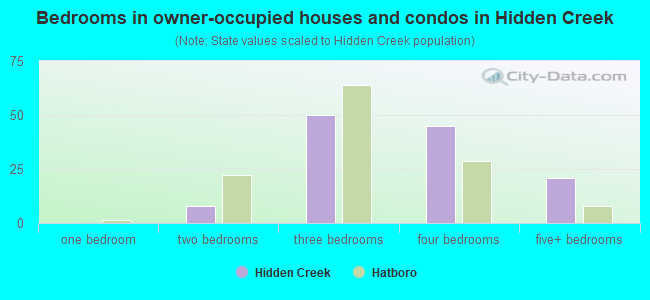 Bedrooms in owner-occupied houses and condos in Hidden Creek