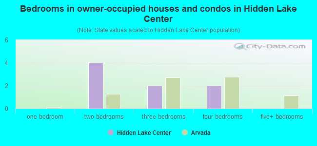 Bedrooms in owner-occupied houses and condos in Hidden Lake Center