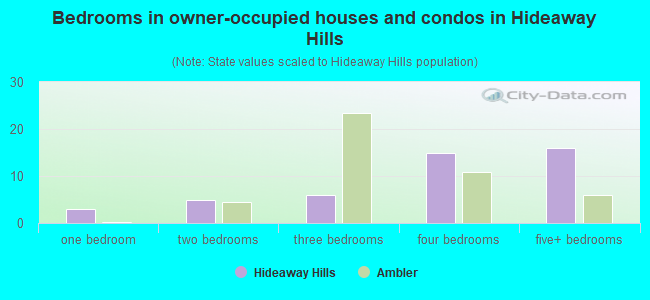 Bedrooms in owner-occupied houses and condos in Hideaway Hills