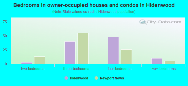 Bedrooms in owner-occupied houses and condos in Hidenwood