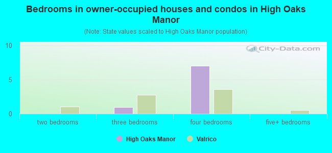 Bedrooms in owner-occupied houses and condos in High Oaks Manor