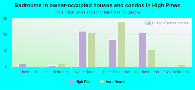 Bedrooms in owner-occupied houses and condos in High Pines