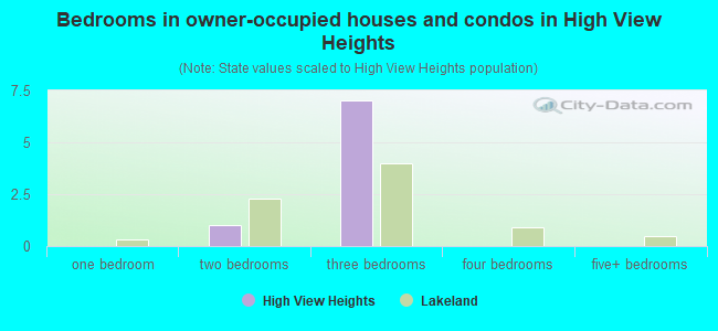 Bedrooms in owner-occupied houses and condos in High View Heights