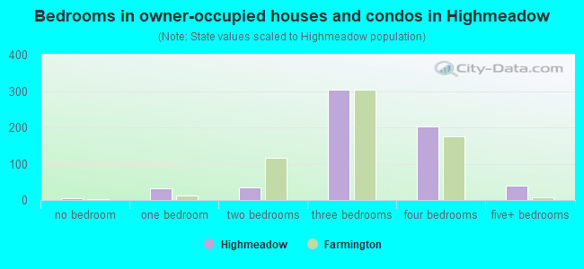 Bedrooms in owner-occupied houses and condos in Highmeadow