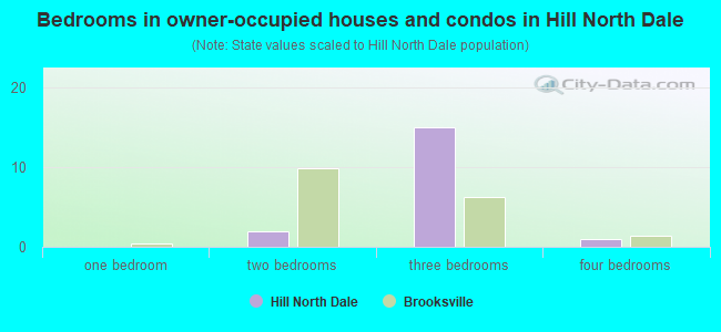 Bedrooms in owner-occupied houses and condos in Hill North Dale