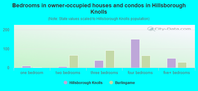 Bedrooms in owner-occupied houses and condos in Hillsborough Knolls