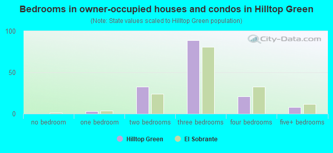Bedrooms in owner-occupied houses and condos in Hilltop Green