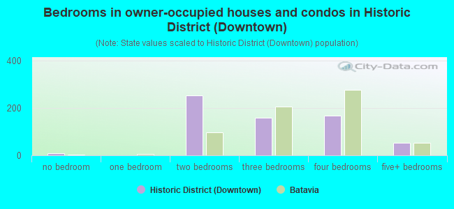 Bedrooms in owner-occupied houses and condos in Historic District (Downtown)