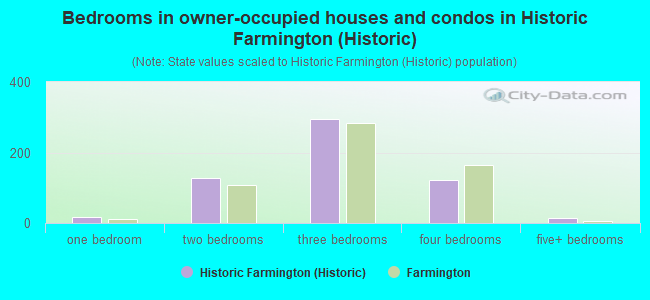 Bedrooms in owner-occupied houses and condos in Historic Farmington (Historic)
