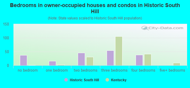 Bedrooms in owner-occupied houses and condos in Historic South Hill
