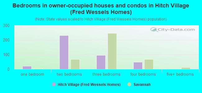 Bedrooms in owner-occupied houses and condos in Hitch Village (Fred Wessels Homes)