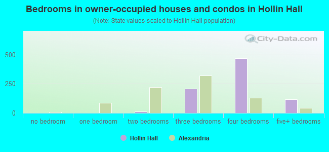 Bedrooms in owner-occupied houses and condos in Hollin Hall