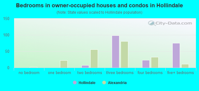 Bedrooms in owner-occupied houses and condos in Hollindale