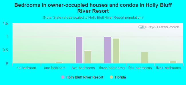 Bedrooms in owner-occupied houses and condos in Holly Bluff River Resort