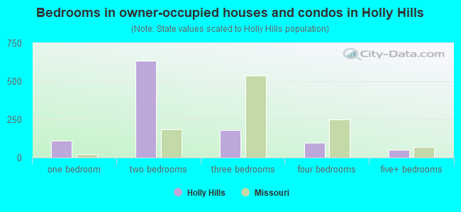 Bedrooms in owner-occupied houses and condos in Holly Hills