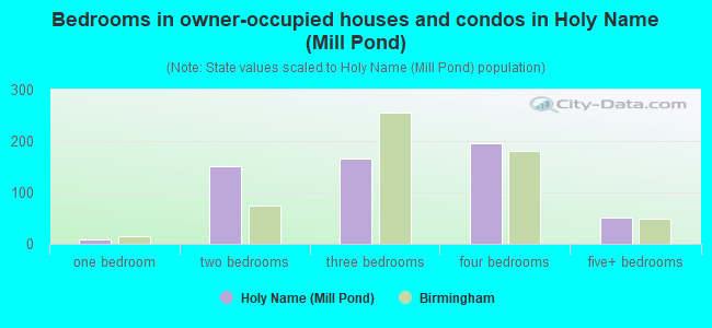 Bedrooms in owner-occupied houses and condos in Holy Name (Mill Pond)