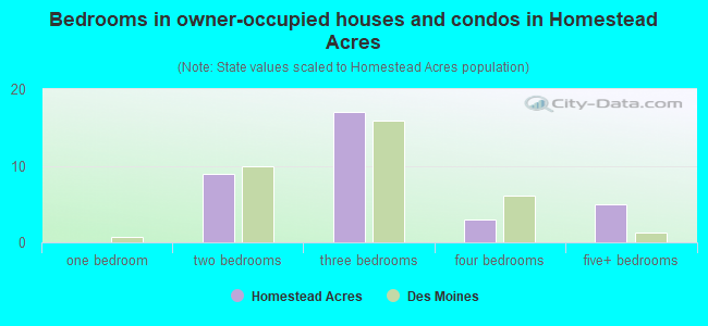 Bedrooms in owner-occupied houses and condos in Homestead Acres