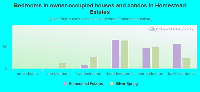 Bedrooms in owner-occupied houses and condos in Homestead Estates