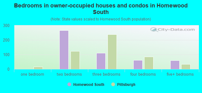 Bedrooms in owner-occupied houses and condos in Homewood South