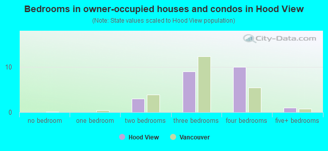 Bedrooms in owner-occupied houses and condos in Hood View