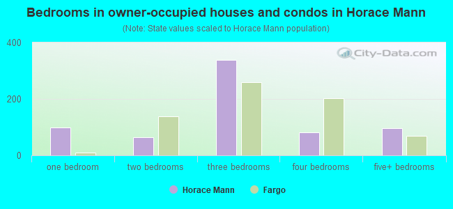Bedrooms in owner-occupied houses and condos in Horace Mann