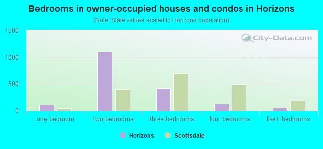 Bedrooms in owner-occupied houses and condos in Horizons