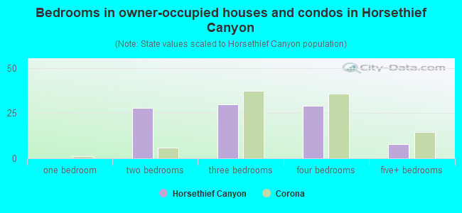 Bedrooms in owner-occupied houses and condos in Horsethief Canyon