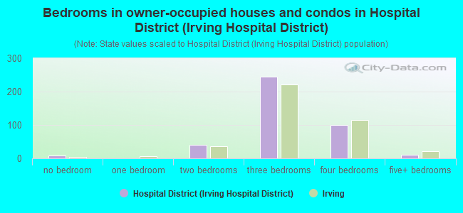 Bedrooms in owner-occupied houses and condos in Hospital District (Irving Hospital District)