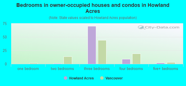 Bedrooms in owner-occupied houses and condos in Howland Acres