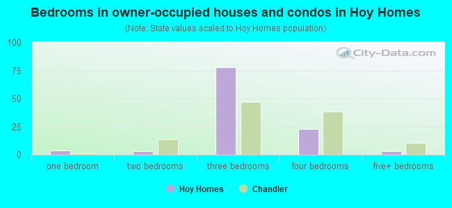 Bedrooms in owner-occupied houses and condos in Hoy Homes