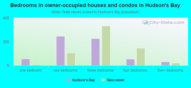 Bedrooms in owner-occupied houses and condos in Hudson's Bay