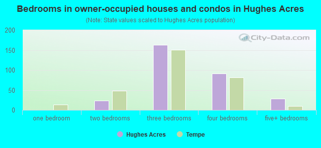 Bedrooms in owner-occupied houses and condos in Hughes Acres