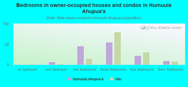 Bedrooms in owner-occupied houses and condos in Humuula Ahupua`a