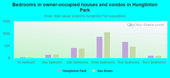 Bedrooms in owner-occupied houses and condos in Hungtinton Park