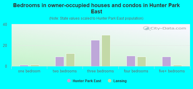 Bedrooms in owner-occupied houses and condos in Hunter Park East
