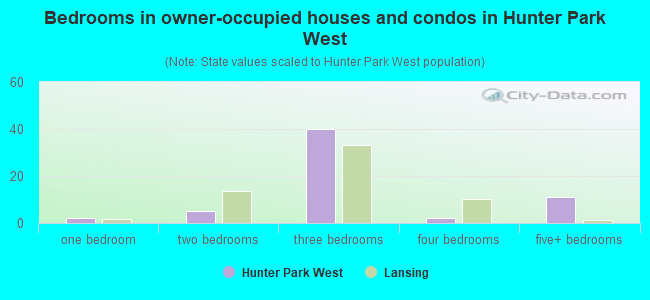 Bedrooms in owner-occupied houses and condos in Hunter Park West