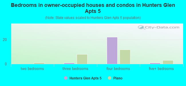Bedrooms in owner-occupied houses and condos in Hunters Glen Apts 5