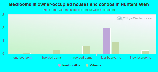 Bedrooms in owner-occupied houses and condos in Hunters Glen