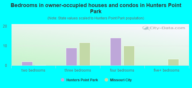 Bedrooms in owner-occupied houses and condos in Hunters Point Park