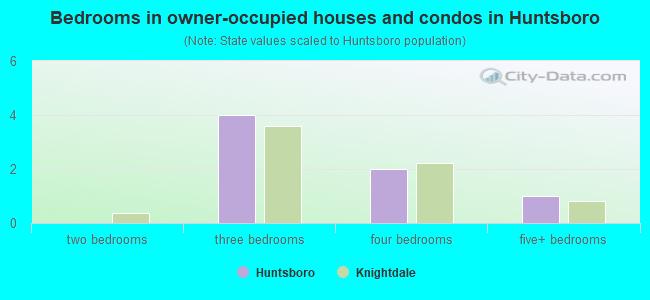 Bedrooms in owner-occupied houses and condos in Huntsboro