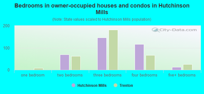 Bedrooms in owner-occupied houses and condos in Hutchinson Mills