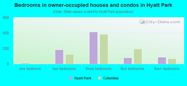 Bedrooms in owner-occupied houses and condos in Hyatt Park